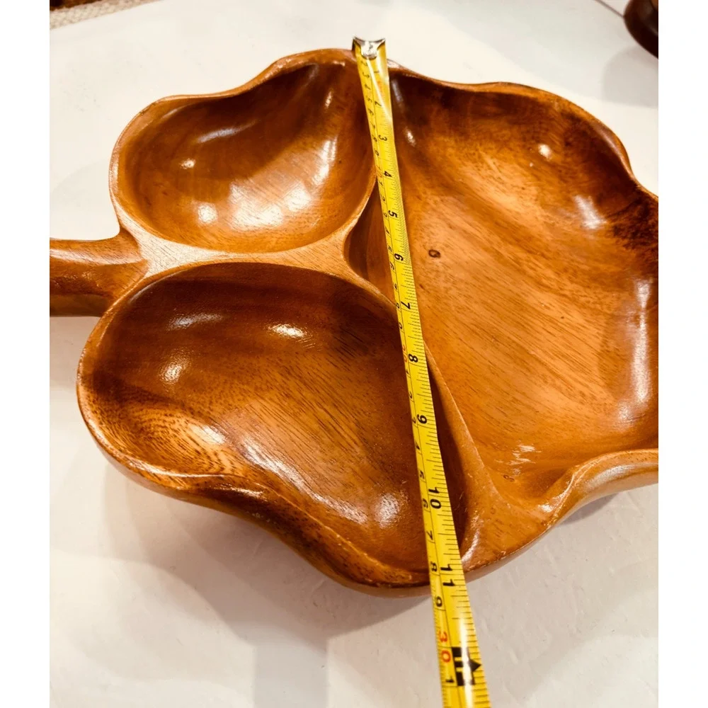 Vintage Kaimana Woods Monkeypod Leaf Divided Serving Tray MCM Philippines